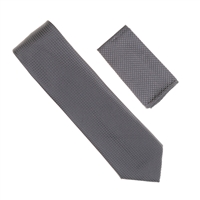Gray Micro-Grid Silk Neck Tie Set SWTH-06