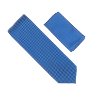 Royal Blue Micro-Grid Solid Silk Neck Tie Set SWTH-07