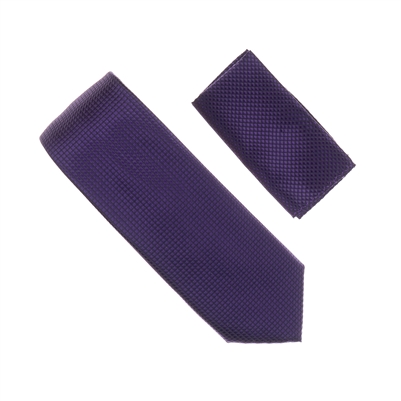 Purple Micro-Grid Solid Silk Neck Tie Set SWTH-12