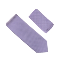 Lavender Micro-Grid Solid Silk Neck Tie Set SWTH-13