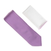 Lavender Tie With A White Pocket Square With Lavender Colored Trim SWTH-148A