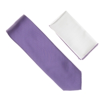 Light Purple Tie Set Including White Pocket Square With Light Purple Trim SWTH-149A