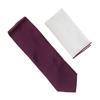 Sangria Tie With A White Pocket Square With Sangria Colored Trim SWTH-152A