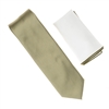 Olive Green Tie With A White Pocket Square With Olive Green Colored Trim SWTH-155A