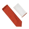 Rust Tie With A White Pocket Square With Rust Colored Trim SWTH-159A