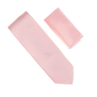 Pink Silk Micro-Grid Silk Neck Tie Set SWTH-16