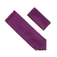 Dark Violet Micro-Grid Silk Neck Tie Set SWTH-18