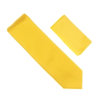 Custard Solid Micro-Grid Silk Neck Tie Set SWTH-19