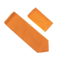Orange Micro-Grid Solid Silk Neck Tie Set SWTH-21