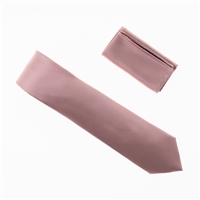 Rose Gold Satin Finish Silk Necktie with Matching Pocket Square SWTH-226