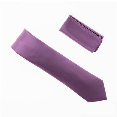 Wisteria Satin Finish Silk Necktie with Matching Pocket Square SWTH-229