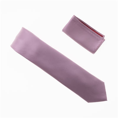Lavender Haze Satin Finish Silk Necktie with Matching Pocket Square SWTH-250