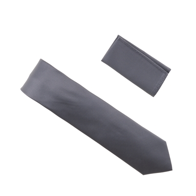 Metallic Gray Pin Dot Necktie with Matching Pocket Square SWTHPD-04