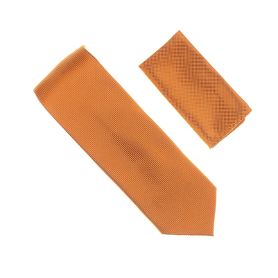 Warm Orange Pin Dot Silk Neck Tie Set SWTHPD-54
