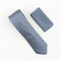 Blue-Gray Pin Dot Silk Necktie With Matching Pocket Square SWTHPD-71
