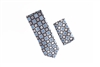 Metallic Pink, Baby Blue and Navy Square Designed Tie with Matching Pocket Square WTH-841