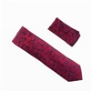 Navy & Red Floral Designed Necktie With Matching Pocket Square WTH-954