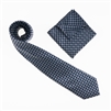 Navy & Taupe Designed Necktie With Matching Pocket Square WTH-961
