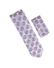 Silver & Lavender Paisley Designed Necktie With Matching Pocket Square WTH-970
