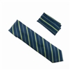 Navy with Lime Green Striped Designed Necktie With Matching Pocket Square WTH-974