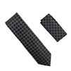 Metal Black With Jet Black Polka Dot Silk Neck Tie Set With Matching Pocket Square WTH-986