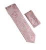 Blush & Dark Pink Flower & Leaf Designed Necktie Tie with Matching Pocket Square WTH-A207