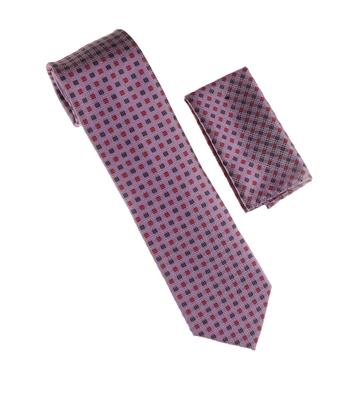 Lavender, Burgundy & Purple Mini Checker Designed Necktie Tie with Matching Pocket Square WTH-A235