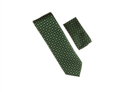 Emerald, Forest Green and Peridot Mini Checker Designed Necktie Tie with Matching Pocket Square WTH-A237