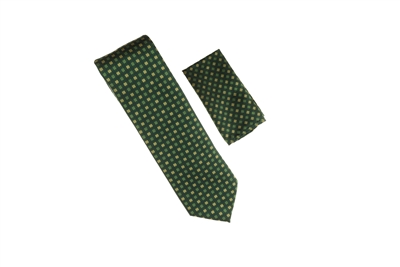 Emerald, Forest Green and Peridot Mini Checker Designed Necktie Tie with Matching Pocket Square WTH-A237