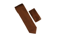 Copper, Amber, Brown and Marigold Mini Checker Designed Necktie Tie with Matching Pocket Square WTH-A239