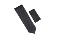 Carbon, Navy Blue & Grey Dots Alternating Designed Necktie Tie with Matching Pocket Square WTH-A240