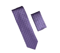 Lavender with Blue and Silver Designed Necktie with Matching Pocket Square WTH-A301