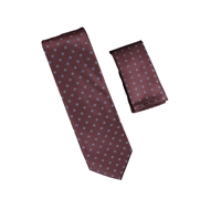 Burgundy with Blue and Gold Designed Necktie with Matching Pocket Square WTH-A302