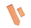 Orange with Light Blue, Navy and Silver Designed Necktie with Matching Pocket Square WTH-A306