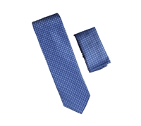 Royal Blue with Silver Designed Necktie with Matching Pocket Square WTH-A311