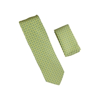 Pastel Green with Blue, Navy and Pastel Green Square Designed Necktie with Matching Pocket Square WTH-A327