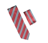 Red, Silver and Navy Stripes Designed Necktie with Matching Pocket Square WTH-A336