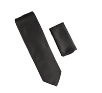Black with Black Designed Necktie with Matching Pocket Square WTH-A337