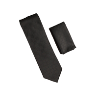 Black with Black Designed Necktie with Matching Pocket Square WTH-A338