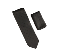 Black with Black Designed Necktie with Matching Pocket Square WTH-A339