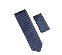 Navy with Blue and Silver Designed Necktie with Matching Pocket Square WTH-A350