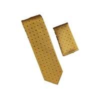 Metallic Gold, with Metallic Gold, Burgundy, Black and Blue Designed Necktie with Matching Pocket Square WTH-A353
