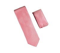 Pink, Silver and Black Square Designed Necktie with Matching Pocket Square WTH-A358