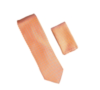 Orange, Silver and Black Square Designed Necktie with Matching Pocket Square WTH-A359