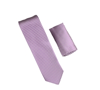 Lilac with White Dot Designed Necktie with Matching Pocket Square WTH-A362