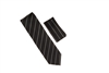 Black & Silver Stripped Silk Tie With Matching Pocket Square WTH-A367