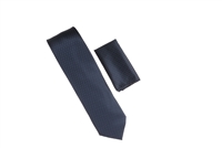 Navy, Silver, and Blue Necktie with Matching Pocket Square WTH-A388
