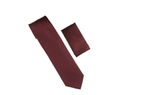 Burgundy, Silver, Navy, and Red Designed Necktie with Matching Pocket Square WTH-A389