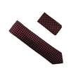 Burgundy With Maroon and Silver Mini Square Extra Long Designed Tie with Matching Pocket Square WTHXL-847