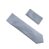 Navy, Silver and Light Blue Designed Necktie With Matching Pocket Square WTHXL-905